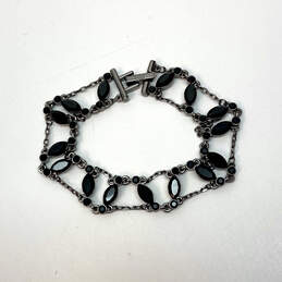 Designer Givenchy Black Crystal Stones Snap Lock Linked Chain Bracelet alternative image