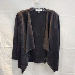 St. John Collection Black Wool Blend Open Front Cardigan Size P