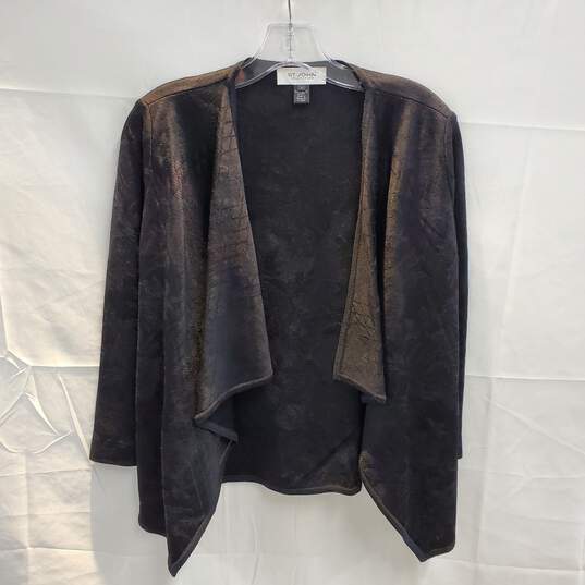 St. John Collection Black Wool Blend Open Front Cardigan Size P image number 1
