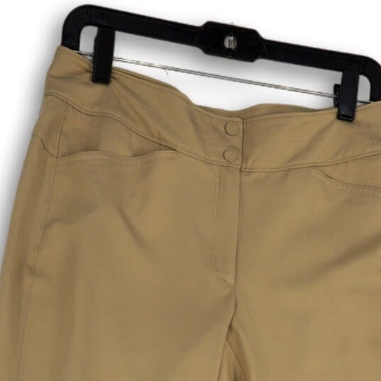 NWT Womens Beige Flat Front Pockets Straight Leg Modern Capri Pants Size 6 image number 3