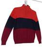 Mens Multicolor Zip Striped Mock Neck Long Sleeve Pullover Sweater Size Medium image number 2