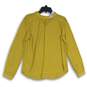 NWT Ann Taylor Womens Yellow Ruffle Halter Neck Long Sleeve Blouse Top Size S image number 1
