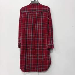 Ralph Lauren Women's Red Cotton Plaid 1/4 Button Up Shirt Dress Size 4 alternative image