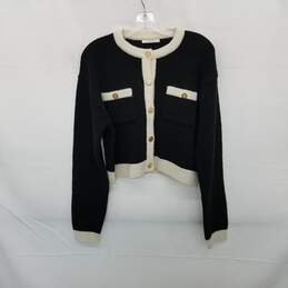Merige Black & White Knit Cropped Cardigan Sweater WM Size S