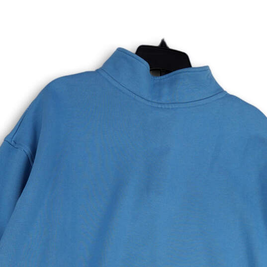 Mens Blue Long Sleeve 1/4 Zip Mock Neck Pockets Pullover Sweatshirt Sz 2XL image number 4