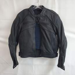 Joe Rocket Padded Full Zip Black Leather Motorcycle Jacket Size M
