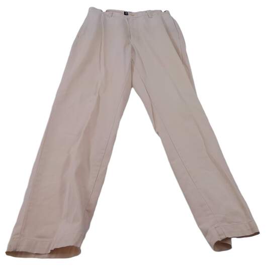 Mens White Flat Front Straight Leg Formal Dress Pants Size Medium image number 4