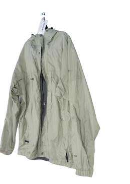 Mens Beige Long Sleeve Hooded Pockets Rain Jacket Size Large