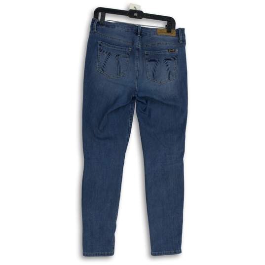 Womens Blue Medium Wash Stretch Pockets Denim Skinny Leg Jeans Size 10 image number 2