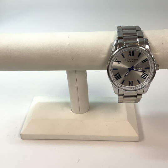 Designer Akribos XXIV AK1013SS Silver-Tone Round Dial Analog Wristwatch image number 1