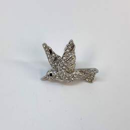 Designer Swarovski Silver-Tone Crystal Cut Stone Hummingbird Brooch Pin alternative image