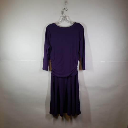 NWT Womens Surplice Neck 3/4 Sleeve Fit & Flare Dress Size 12 image number 2