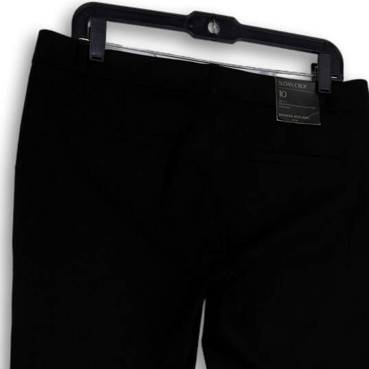 NWT Womens Black Mid Rise Flat Front Stretch Sloan Cropped Pants Size 10 image number 4