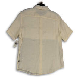 NWT Mens White Short Sleeve Pointed Collar Button-Up Shirt Size Large alternative image
