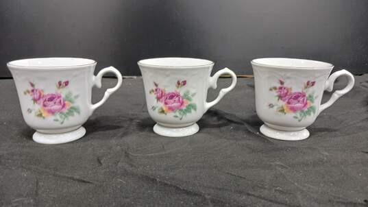 8pc Gibson Housewares Victorian Rose Pattern Teacups/Saucers/Creamer image number 5