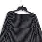 Womens Black Striped Round Neck Long Sleeve Bodycon Dress Size XL image number 4