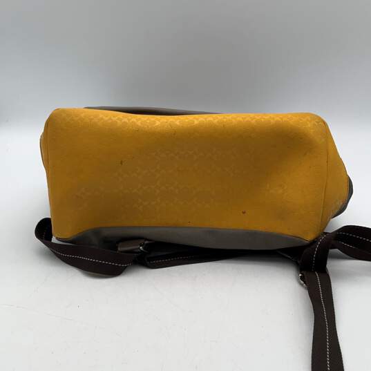 Coach Womens Brown Yellow Adjustable Shoulder Strap Inner Pockets Backpack image number 7