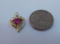 10K Yellow Gold Ruby & CZ Ribbon Heart Pendant 1.6g image number 6