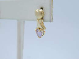 10k Yellow Gold Heart Cut Amethyst Post Back Earrings 1.4g alternative image