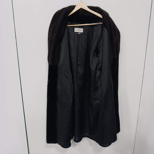 Women's Black Charles Klein Faux Fur Coat Size XL image number 2