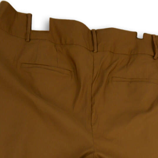 NWT Womens Tan Flat Front Pockets Straight Leg Cropped Pants Size 28 image number 4