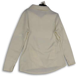 Womens White Long Sleeve 1/4 Zip Mock Neck Pullover Sweater Size Large alternative image