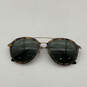 Womens Brown Black Green Lens Plastic Full Rim Aviator Sunglasses With Case image number 2