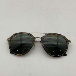 Womens Brown Black Green Lens Plastic Full Rim Aviator Sunglasses With Case alternative image