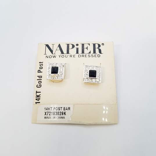 Napier 14K Gold Post Crystal Earrings 4.5g image number 1