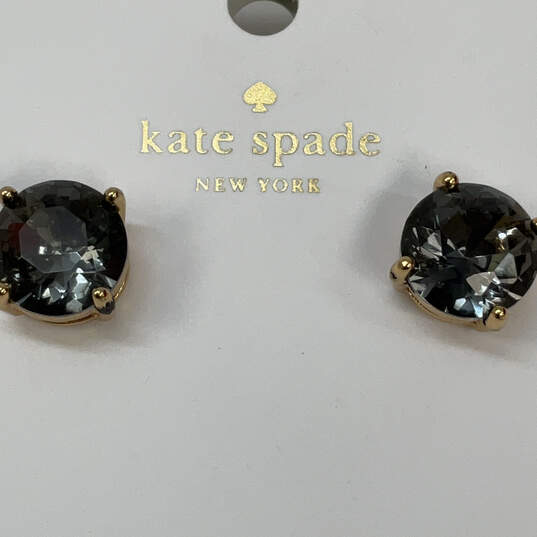 Designer Kate Spade Gold-Tone Cubic Zirconia Round Shape Stud Earrings image number 4