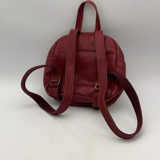 Madewell Womens Red Leather Adjustable Shoulder Strap Zipper Mini Backpack image number 2
