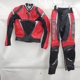 Teknic Men's Red/Black Racing Leathers 2-Piece Set Size 8/36