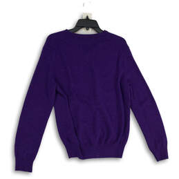 Mens Purple Knitted V-Neck Long Sleeve Pullover Sweater Size Medium alternative image
