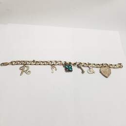 J.A. Sterling Silver Turquoise 6-Charm Curb Link 8" Bracelet (DAMAGED) 31.6g alternative image