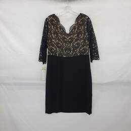 Maggy London Petites Black Sheer Lace Sleeve Midi Sheath Dress WM Size 14 NWT alternative image