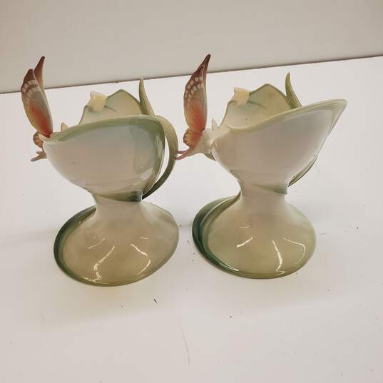 Franz Porcelain Vintage Ceramic Art Butterfly Candle Holders image number 3