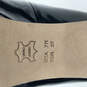 Womens Black Leather Peep Toe Slip On Block Platform Heels Size 7 M image number 6