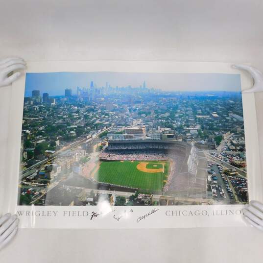 Banks/Williams/Jenkins Signed LTD ED Wrigley Field Poster w/ COA Chicago Cubs image number 4