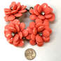 Designer J. Crew Gold-Tone Clear Crystal Pink Flower Classic Cuff Bracelet image number 2