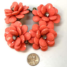 Designer J. Crew Gold-Tone Clear Crystal Pink Flower Classic Cuff Bracelet alternative image