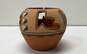Native American Pottery and Textile Small Rug Vintage Pueblo Vase Signed Jemez image number 5