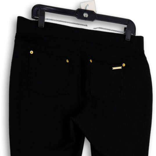 Womens Black Flat Front Elastic Waist Pocket Pull-On Ankle Pants Size L image number 3