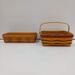 Set of 2 Vintage Longaberger Hand Woven Baskets with Plastic Liner
