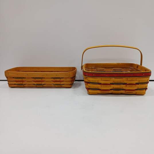 Set of 2 Vintage Longaberger Hand Woven Baskets with Plastic Liner image number 1