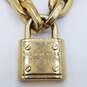 Michael Kors Gold Tone Crystal Chain Link Lock Pendant Toggle 17in Necklace 91.3g image number 1