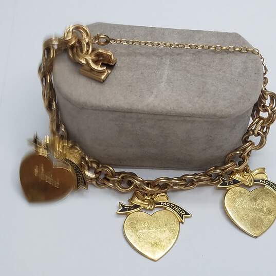 Gold Filled Engraved 3 Charm Bracelet 26.0g image number 5