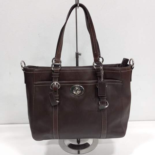 Women's Coach Chelsea Brown Leather Tote Purse image number 2