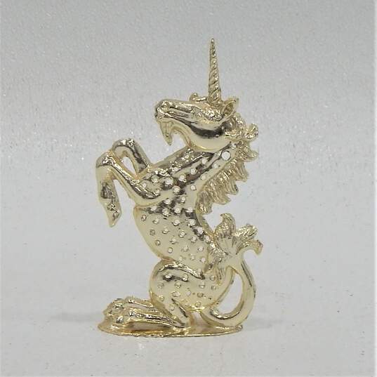 Vintage 1970s Torino Gold Tone Mouse & Unicorn Earring Holders image number 5
