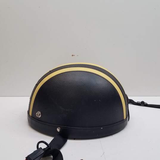 YH Chenshi Leather Covered Motorcycle Helmet Sz. M image number 3