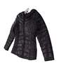 Womens Black Long Sleeve Hooded Full Zip Puffer Jacket Size Medium image number 2